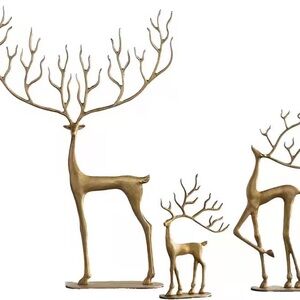 Pottery Barn Elegant Gold Deer Sculptures